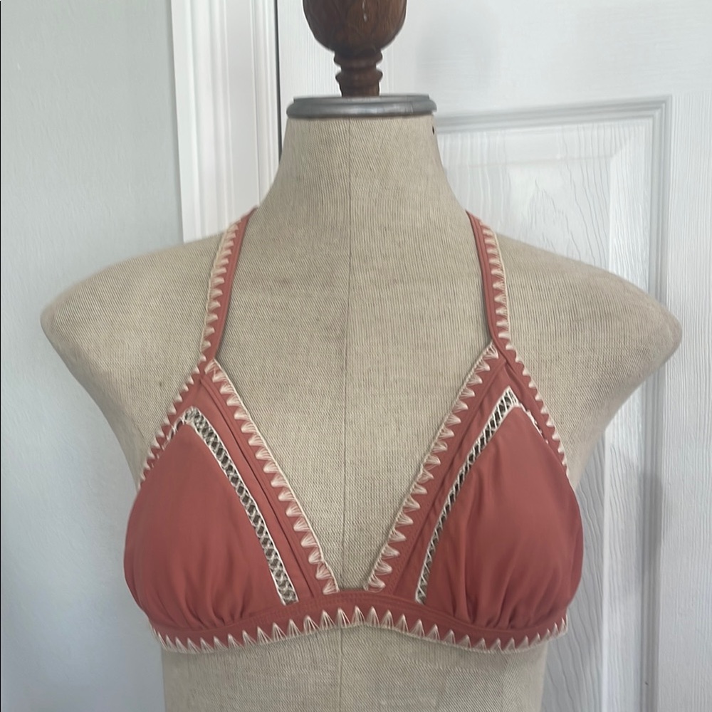 Pink Bikini Top with Crochet Trim women’s size S